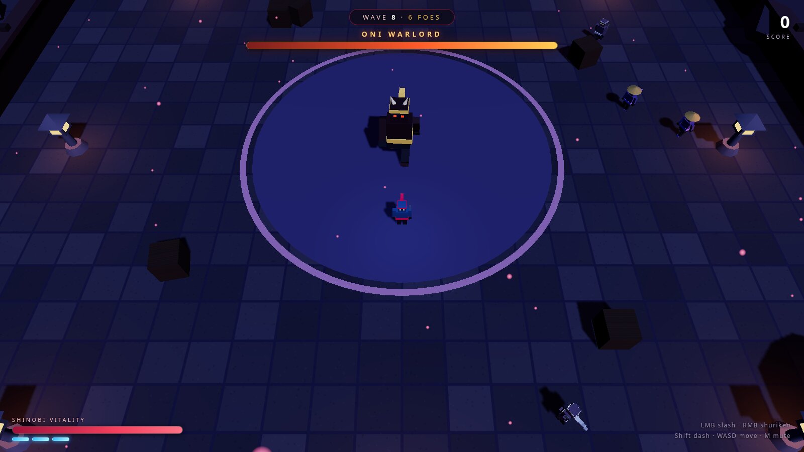 The Oni Warlord looms over a moonlit shrine