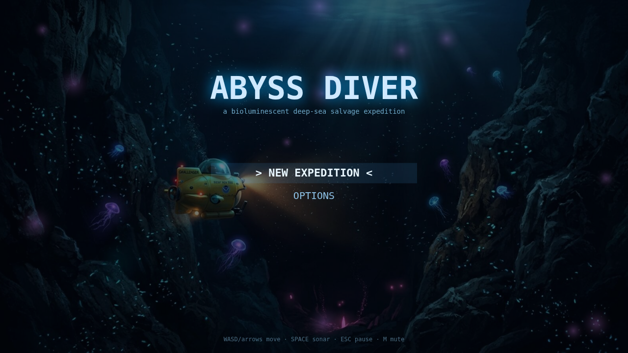 Abyss Diver's submarine idling at the menu