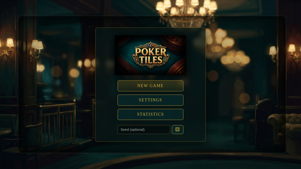 Poker Tiles opens straight into the menu — no account, no sign-in