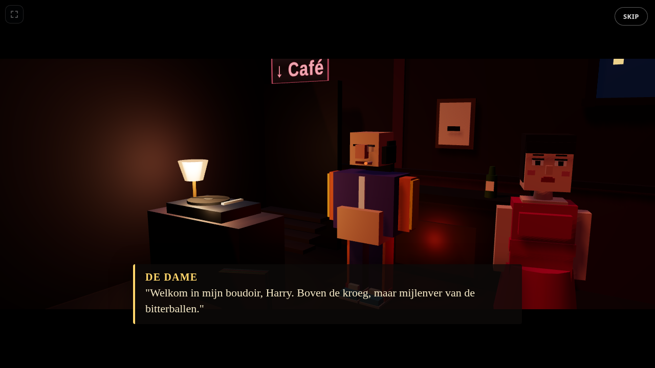 The lady welcomes Harry into her boudoir in a letterboxed chapter seam