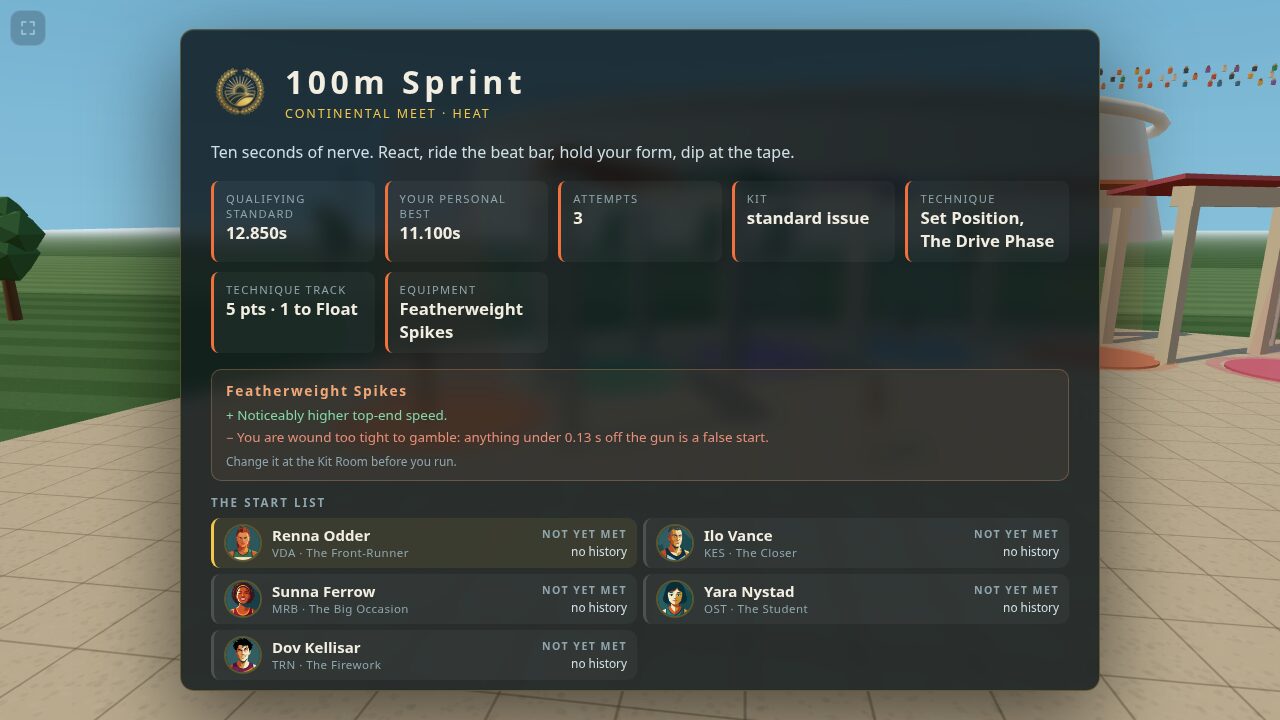Heatwave's start list, naming the field before a round