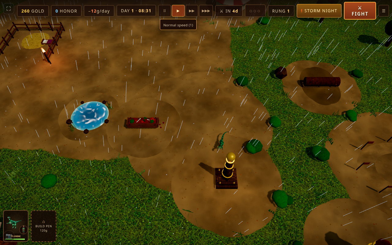 A storm night on the Dino Brawl ranch