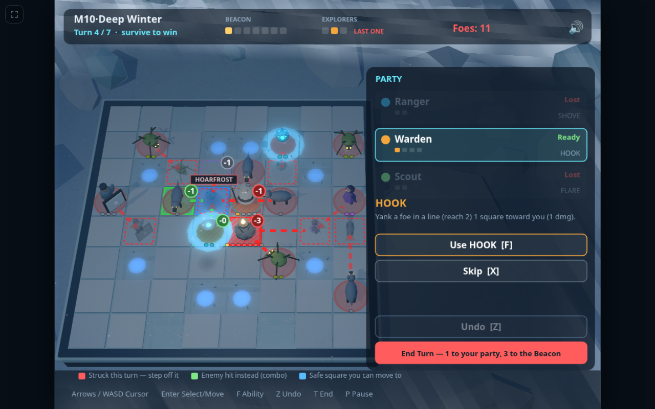 The Hoarfrost Wisp opens in all four directions at once