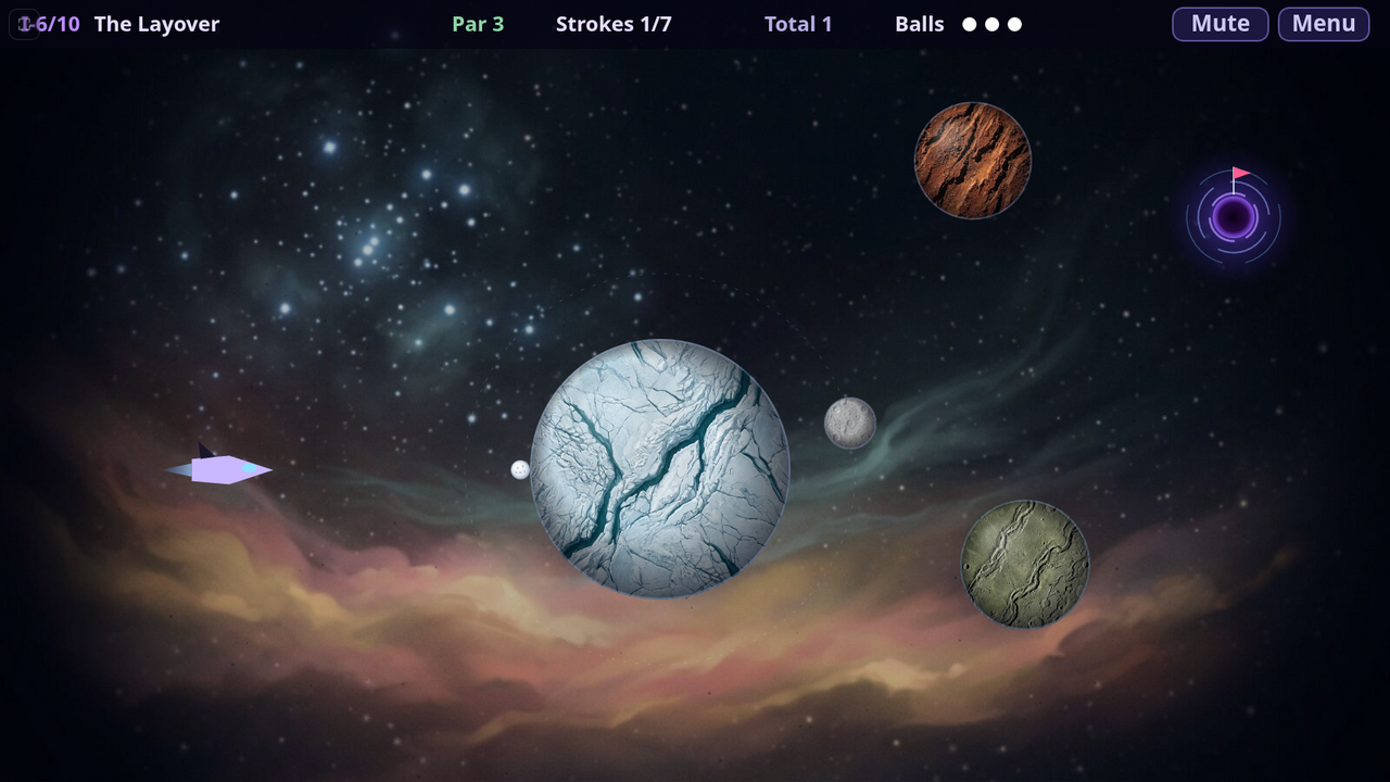 The Layover: the ball parked on an ice world, under Course I's own new sky.