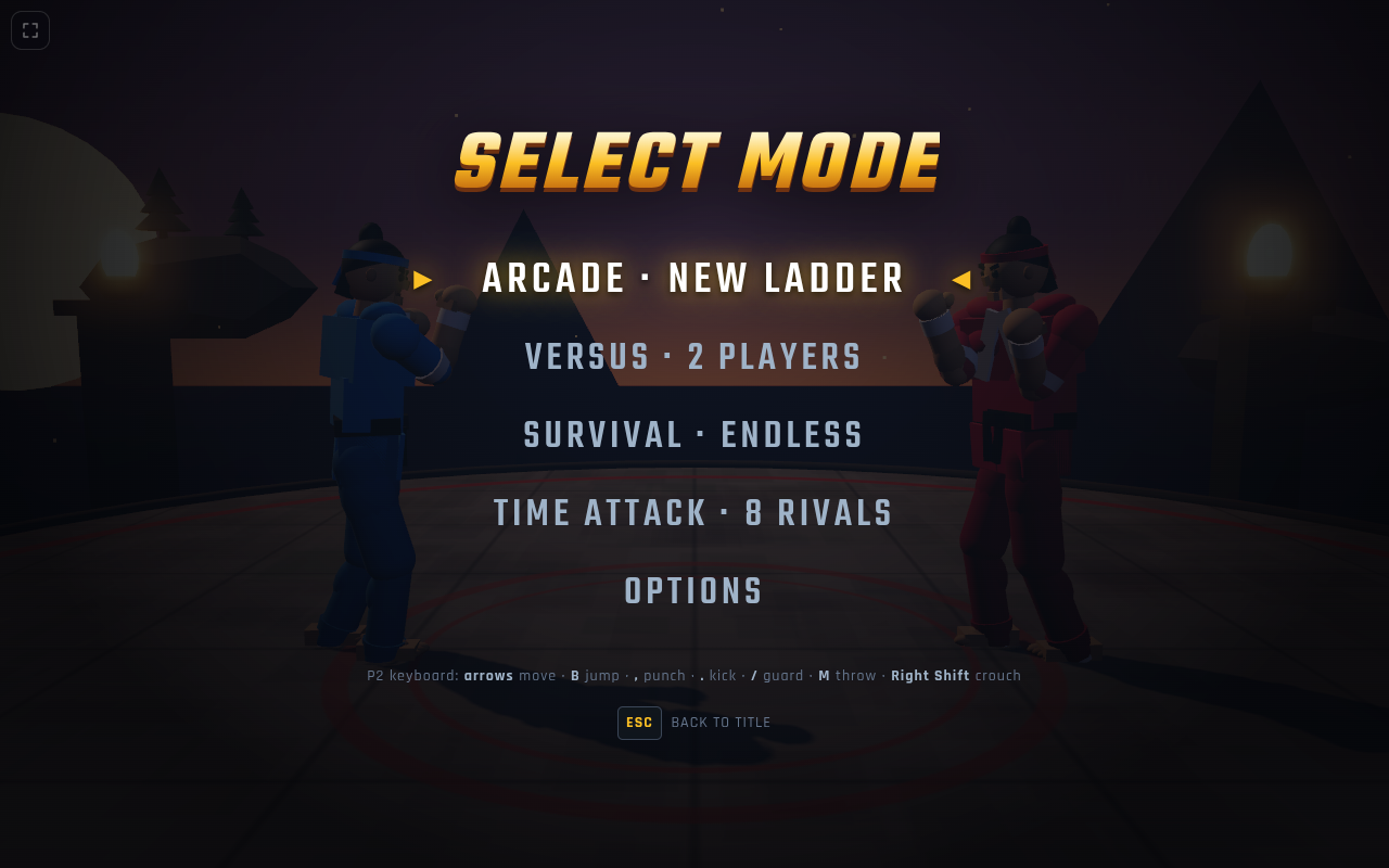 AI Fighter's Select Mode screen, now listing Survival and Time Attack