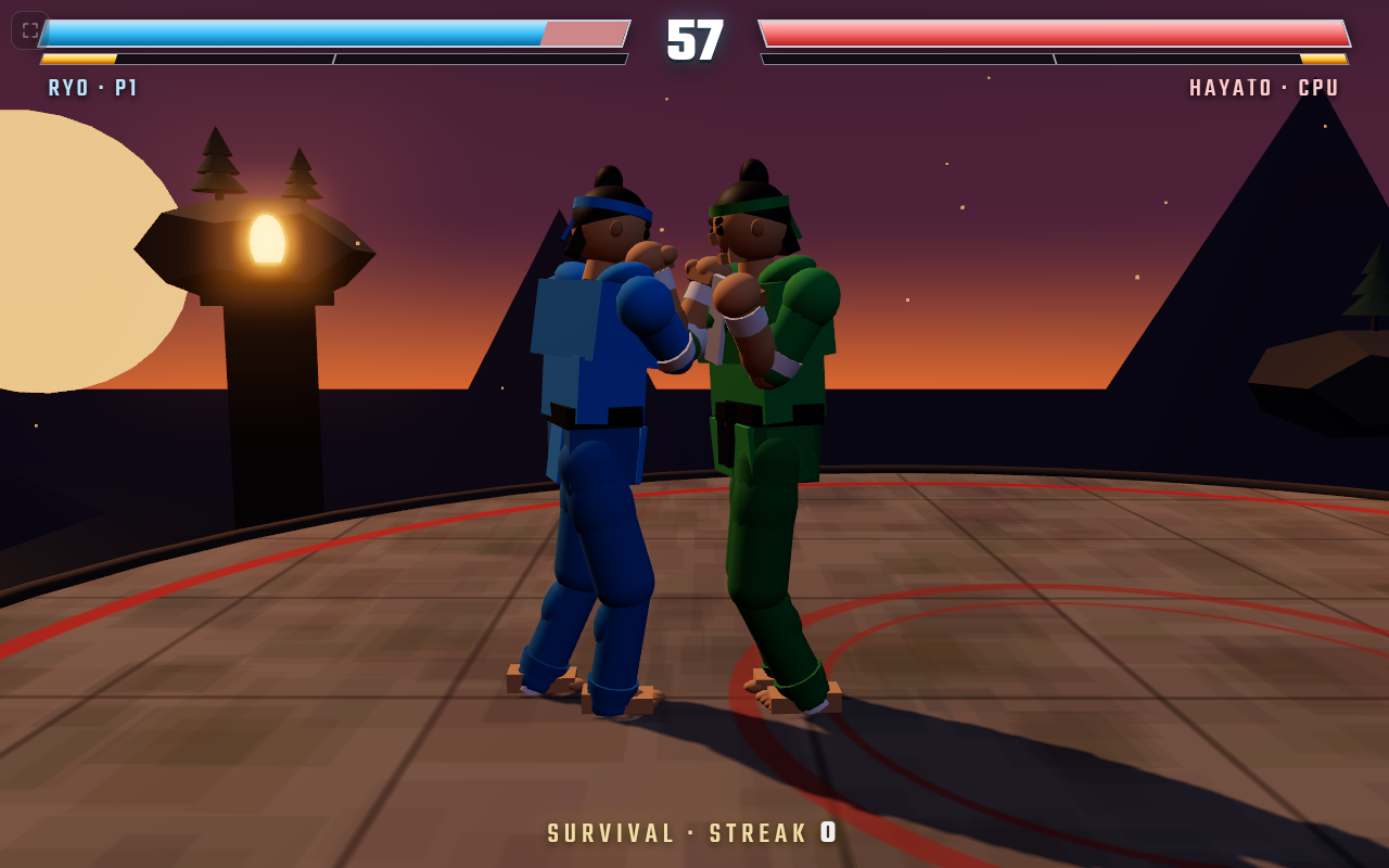 A Survival bout under way, streak counter reading zero