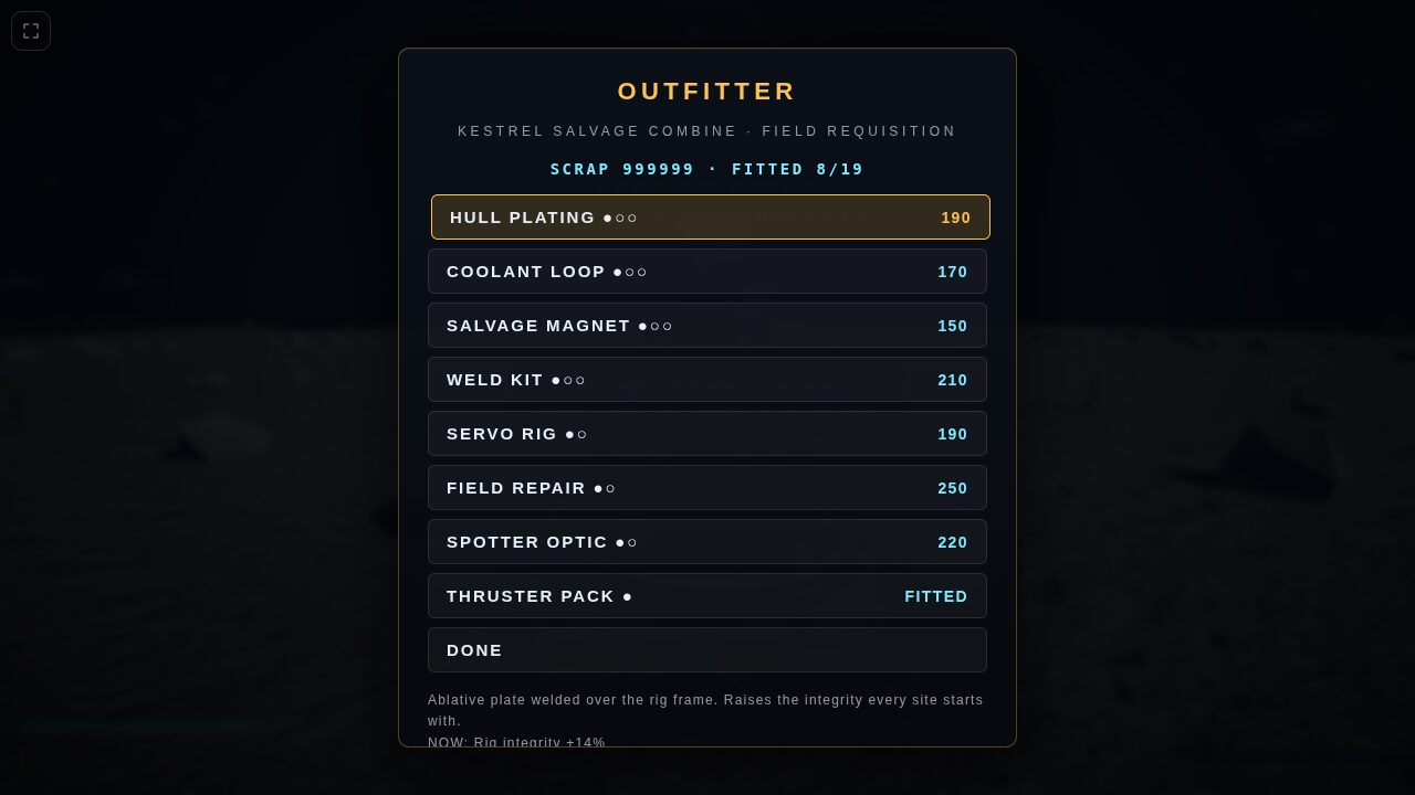 Eight upgrades, nineteen ranks, and not enough scrap for all of it