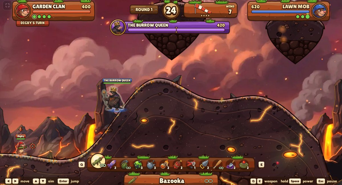 Mole Mayhem: the Burrow Queen holds the high ground over the glowing cracks of the cinder pits